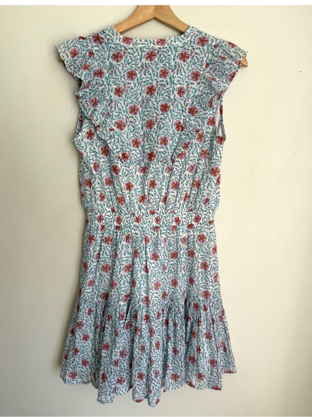 Oliphant Tuckernuck Flower Garden Dress with Flutter Sleeves in Blue - Picture 4 of 6